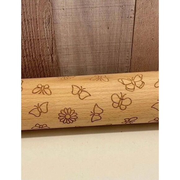 Master Class Rolling Pin With embossed Butterfly Pink - Picture 2 of 4